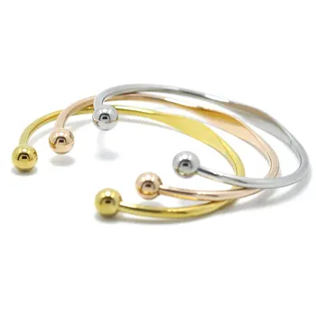 

2019 simple brand style bead couple bangles for women stainless steel jewelry fashion geometric charm bangles