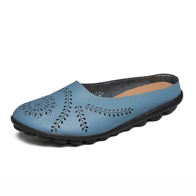 Новая летняя обувь; женская обувь из натуральной кожи на плоской подошве; женские лоферы; Женская однотонная обувь - Цвет: Light blue