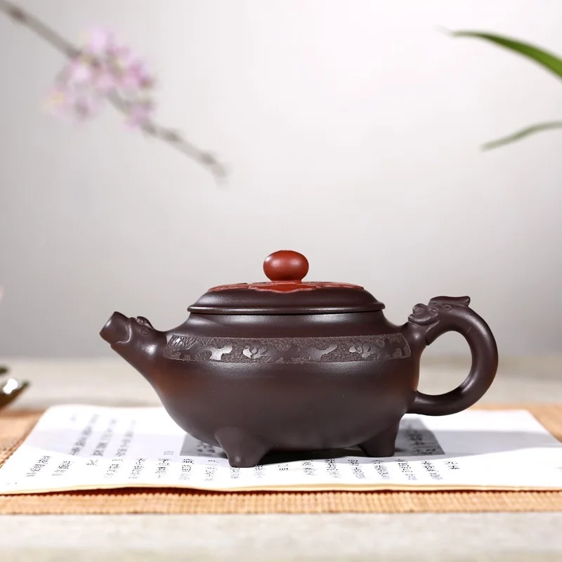 Песчаный горшок керамический подарок ручной работы Подгонянный Kungfu Teaware Подарочная коробка штатив Dragon Ding Gu Pengcheng