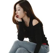 2017 Women Autumn Winter Casual Basic Blouse Solid Hollow out Top Shirt Tee Off shoulder Sexy tight blusas hole Large Size D0452