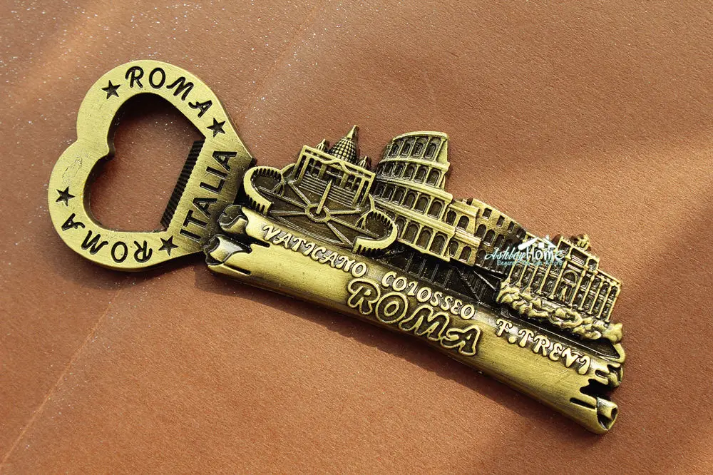 Italy Roma Landmarks Tourist Souvenir 3D Metal Fridge Magnet Beer Bottle Opener