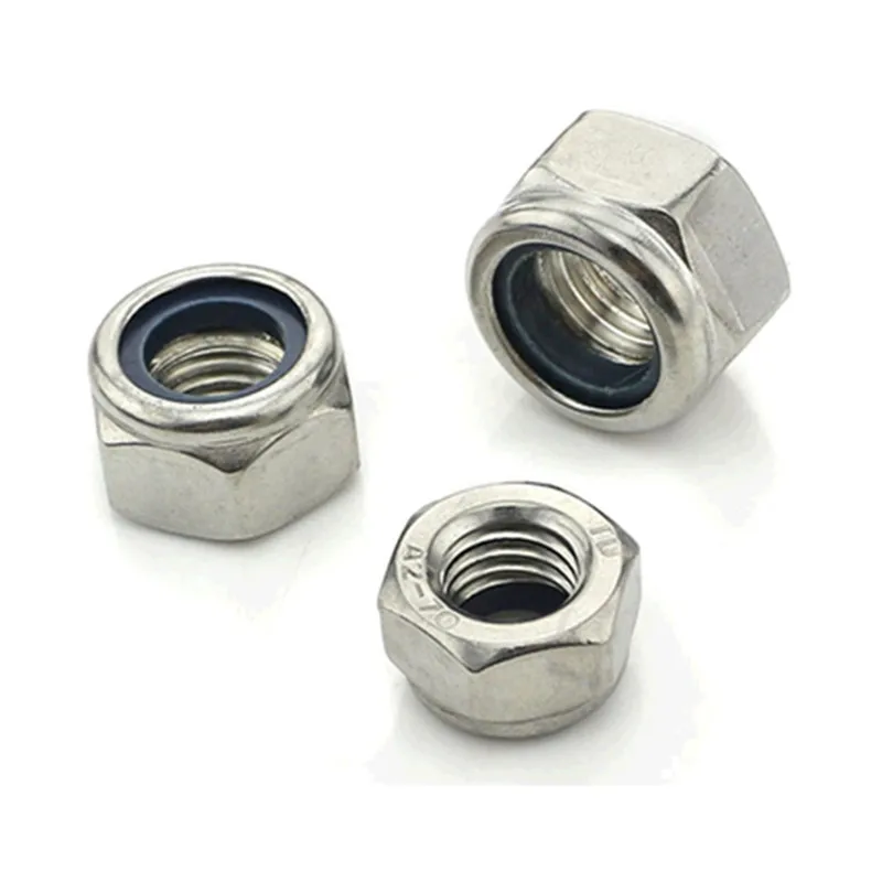 50pcs/lot Din985 Stainless Steel Hex Nylon Lock Nut Insert Locking Nuts
