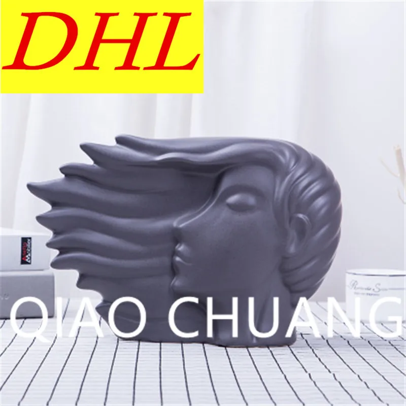 

European Style Beauty Girl Abstraction Figure Ceramics Art Craft Decoration Creative Living Room Furnishing Articles G1273