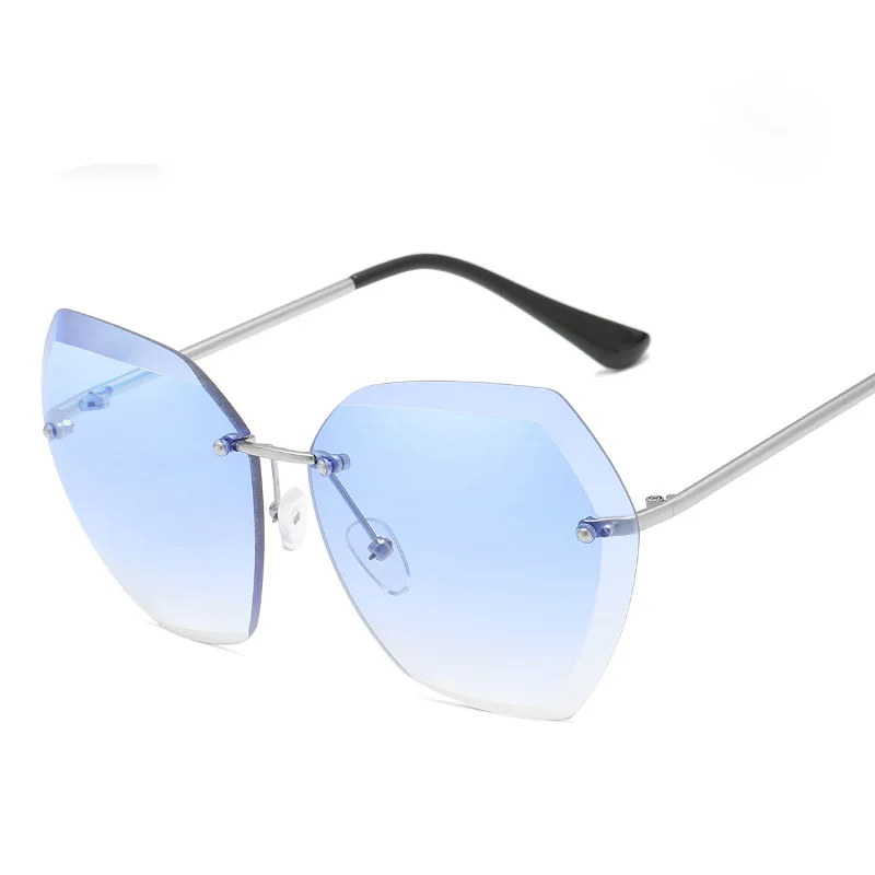 Новые дизайнерские солнцезащитные очки без оправы для женщин, высококачественные роскошные брендовые Винтажные Солнцезащитные очки для женщин, подарок для женщин - Цвет линз: 4