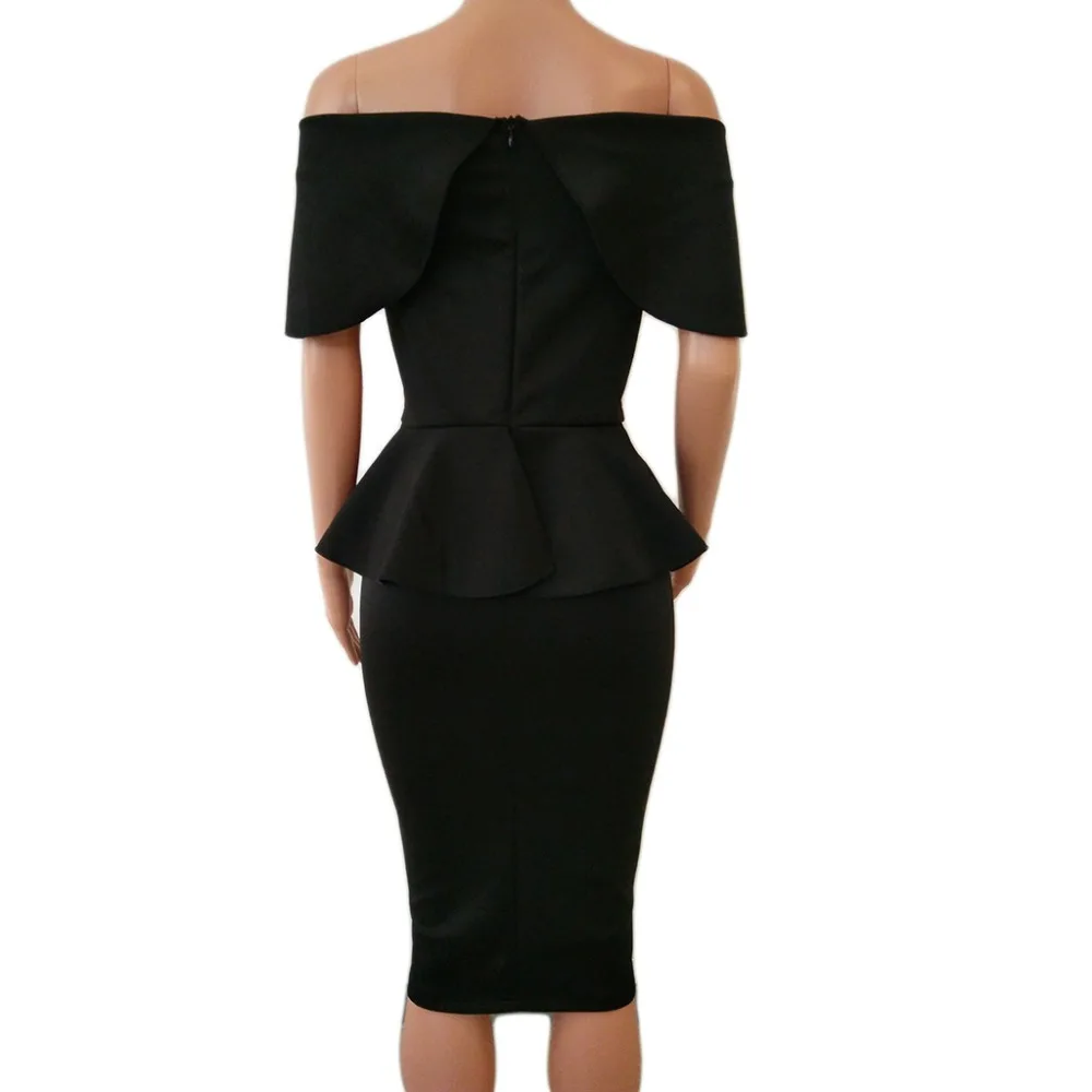XURU Новые поступления элегантное праздничное платье для Для женщин с открытыми плечами оборками Карандаш платья Цвет: белый, черный