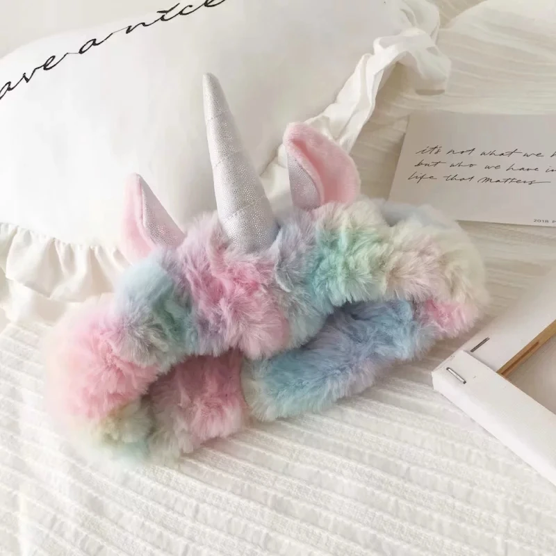 Nooer Colorful Unicorn Plush Shoulder Bag Rainbow Unicorn Plush Toys Tissue Box Girls Plush Toys Birthday Gift