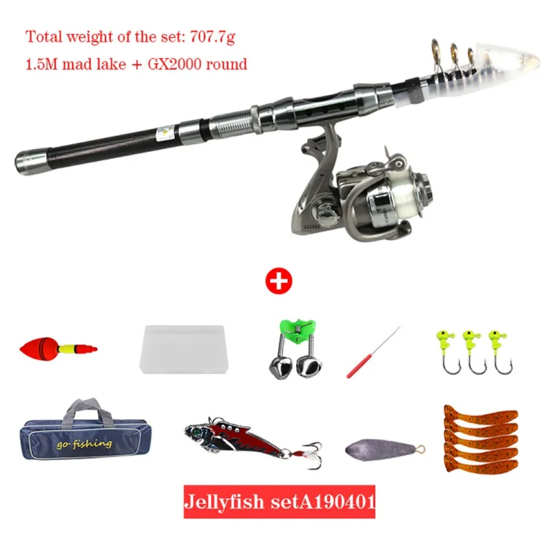 تلسكوبي الصيد رود بكرة كومبو يشبع عدة الصيد قضيب والعتاد + الغزل بكرة + السحر السنانير مع حقيبة الصيد معالجة مجموعة تلسكوبي الصيد رود بكرة كومبو يشبع عدة الصيد قضيب والعتاد + الغزل بكرة + السحر السنانير مع حقيبة الصيد معالجة مجموعة