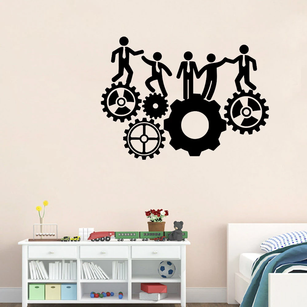 Hot Sale Vinyl Wall Decal Office Team Work Gears Inspiration