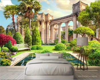 

beibehang Photo wallpaper Nordic style Roman column beach sea view 3d background wallpaper living room TV mural home decoration