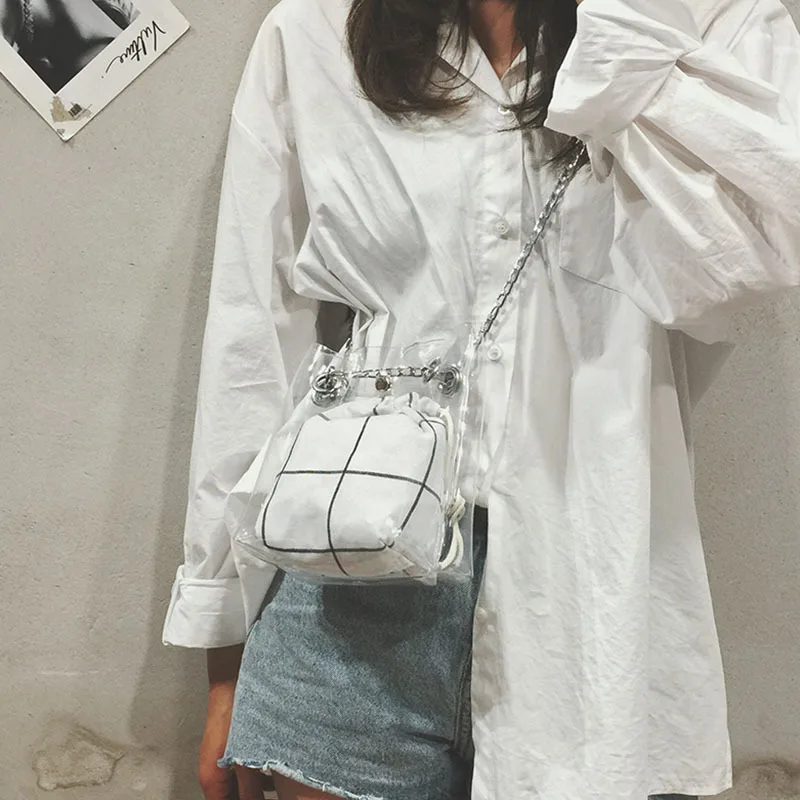 

Fashion Clear Beach Bags Transparent Jelly Bag For Women 2019 Luxury Handbags Women Bags Designer Chain Bag Sac Main Femme D221