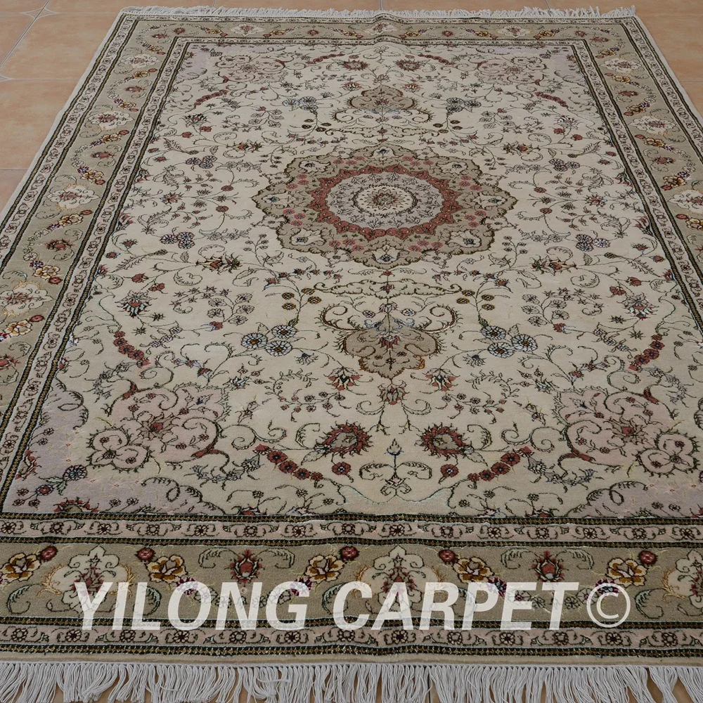 Yilong 6'x9' восточные персидские шерстяные ковры Распродажа бежевый толстый изысканный шерстяной ковер ручной работы цены(1462