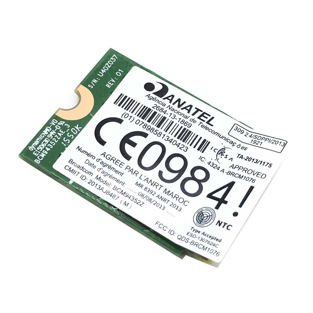 Абсолютно Новый DW1560 BCM94352Z 802.11ac NGFF M.2 867 Мбит/с BCM94352 Bluetooth 4 0 WiFi беспроводная карта