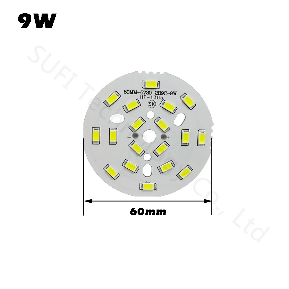 Высокая мощность, 3 Вт, 5 Вт, 7 Вт, 9 Вт, 12 Вт, 15 Вт, SMD5730, яркий светильник, светодиодный светильник, панель для потолка, точечный светильник, светильник-вспышка, PCB, светодиодный - Испускаемый цвет: 9W