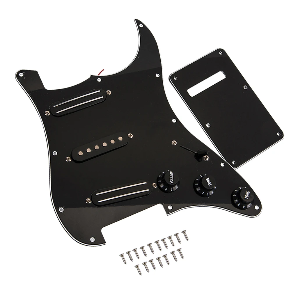 3 Ply Electric Guitar Prewired Loaded Pickup Pickguard Scratch Plate with Back Cover Mounting Screws