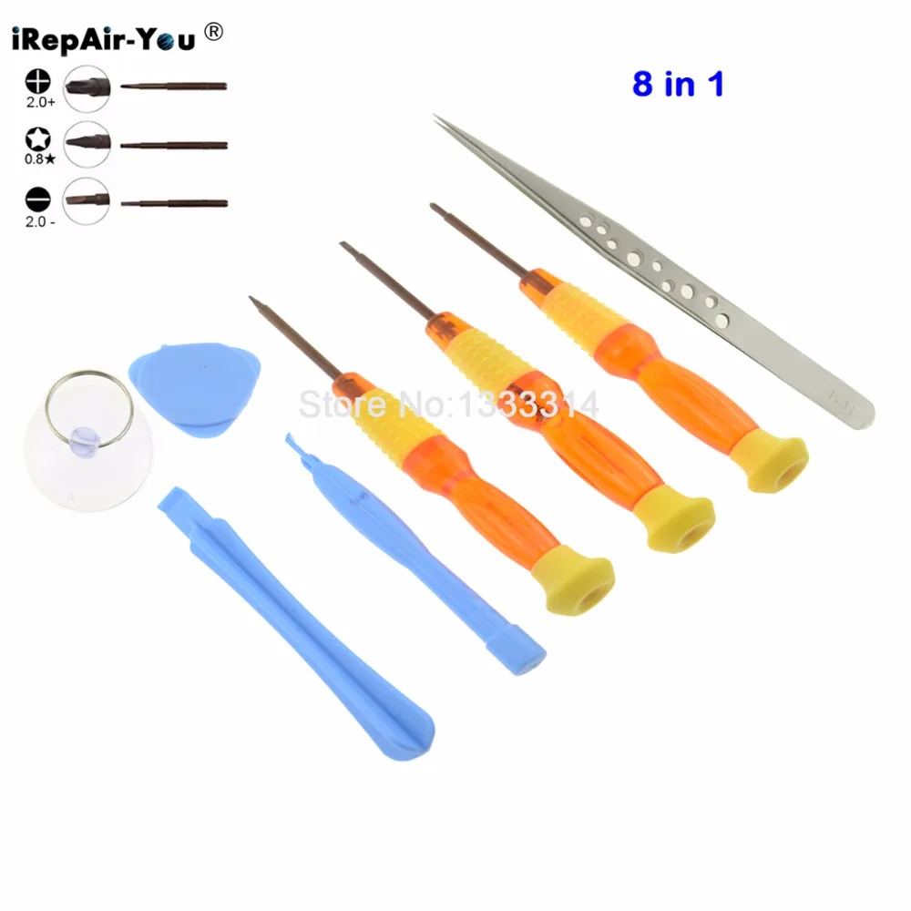 

iRepair-You 8 in 1 Phone Repair Opening Tool Kit Magnetic Screwdriver+Tweezers For iPhone 4 5 4S 5S Repair Opening Tool
