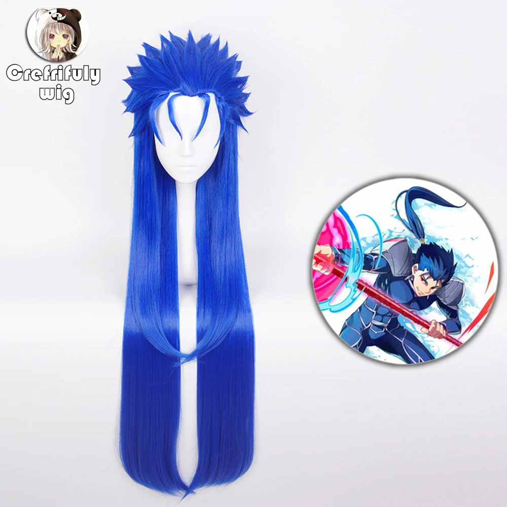 FGO Fate Extra Lancer Cu Chulainn, парик для косплея, прямые длинные синие синтетические волосы, костюм для Хэллоуина, вечерние парики для мужчин