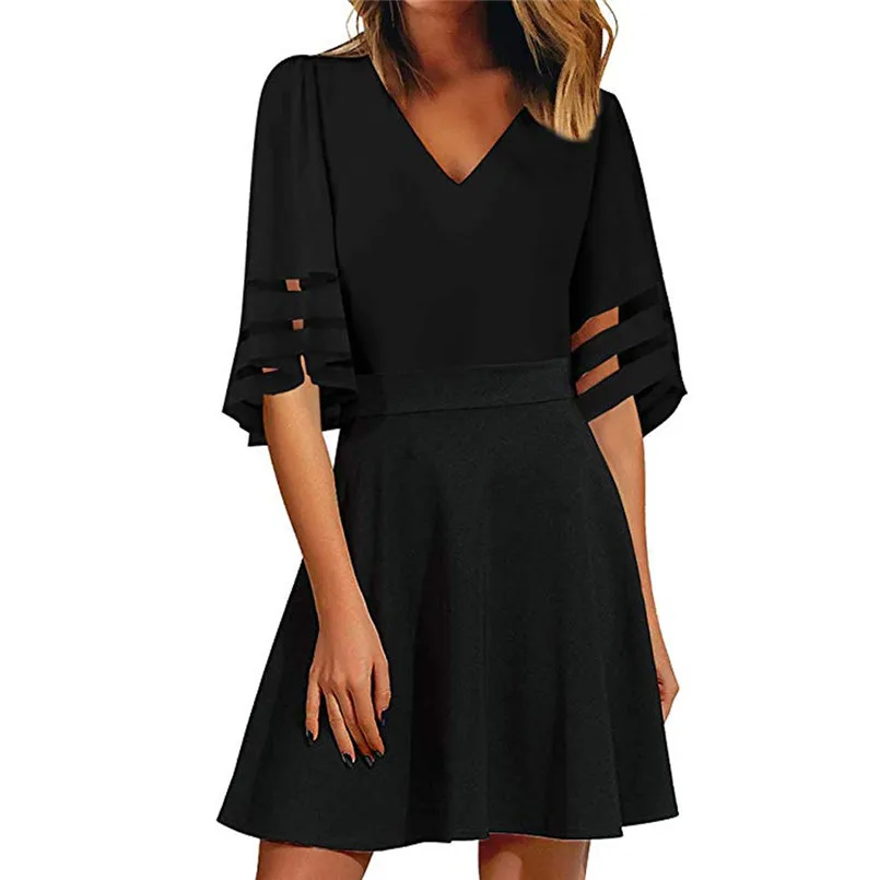 Girls 3//4 Bell Sleeve Shirt Mesh Panel Blouse V Neck Casual Loose Tops Back to School