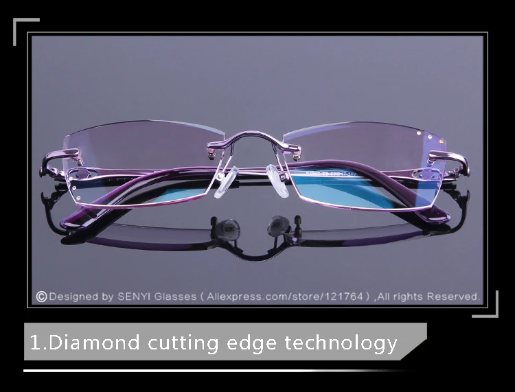 Высокая Прозрачная Антибликовая очки для чтения со стразами женские фиолетовые очки Алмазная резка без оправы пресбиопические очки женские