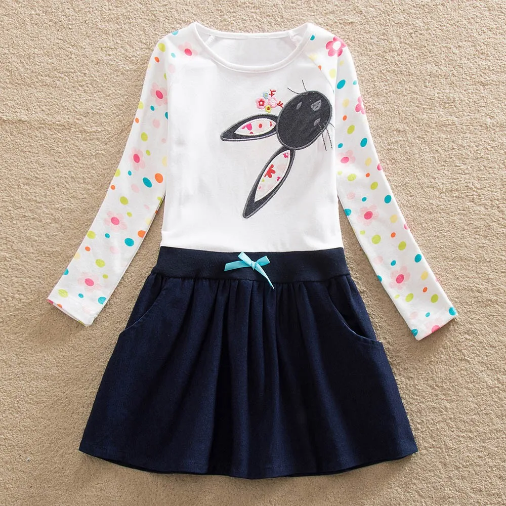 

made of high quality materials Toddler Baby Girls Long Sleeve Print Cartoon Bowknot Dot Dress Outfits Clothes clothes