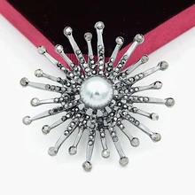 JUJIE Crystal Sunflower Brooches For Women 2019 Femme Scarf Clip Pins Coat Cardigan Broche Hijab Pins Scarf Buckles Corsage crystal sunflower brooches lapel pins for women corsage scarf dress decoration