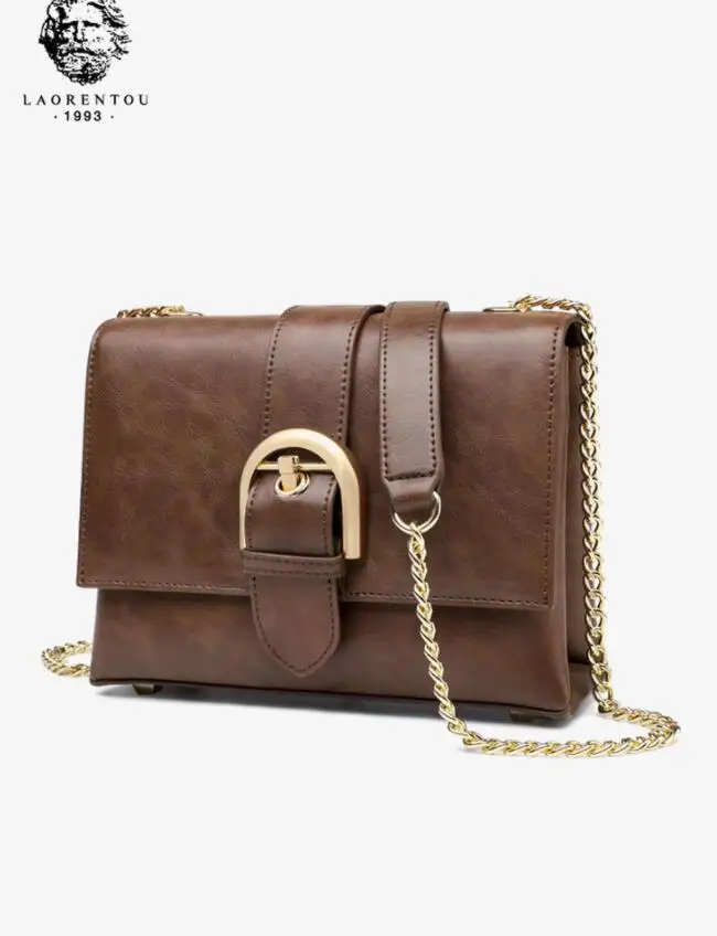 

LAORENTOU luxury fashion high-end women's bag new 2019 retro shoulder bag fashion leather Messenger bag ladies leather small squ