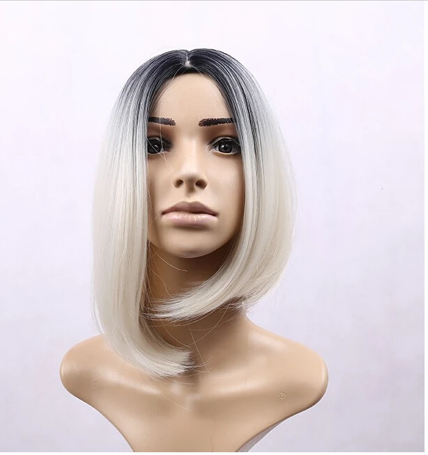 

HOT!! high quality Fashion gradient wig Inferior smooth points in high temperature silk hair Bob wig  female hair black and gold