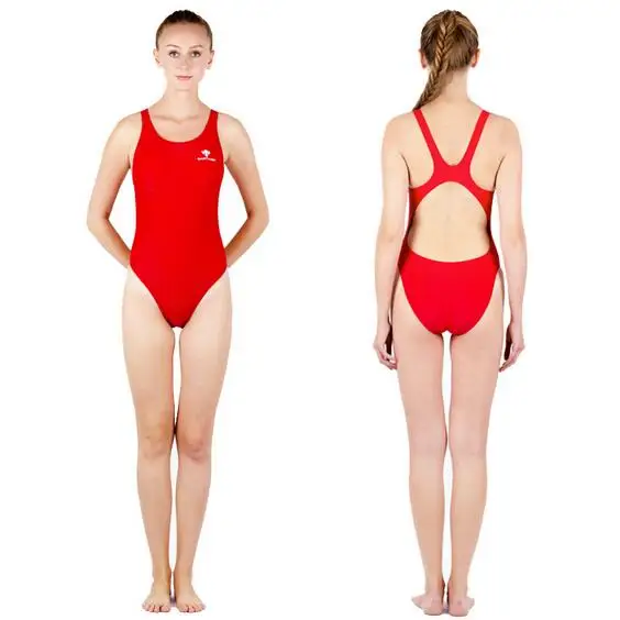 Высококачественные Профессиональные тренировочные купальники для женщин спортивный купальник дети девочка соревнование по плаванию сплошной купальный костюм - Цвет: Red