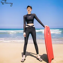 Женский сексуальный спортивный купальник с длинным рукавом, одноцветные костюмы для серфинга, с подкладкой, сексуальная летняя пляжная одежда, рашгарды, Длинные Комбинезоны, брюки