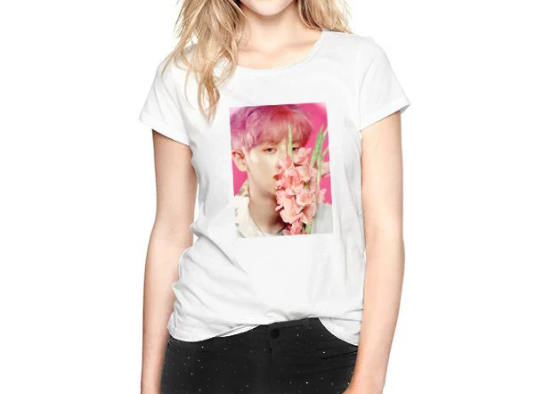 Ко BopTshirt Exo Свет Stick женская одежда Chanyeol печати Корея экзо плюс Размеры 5XL 6XL