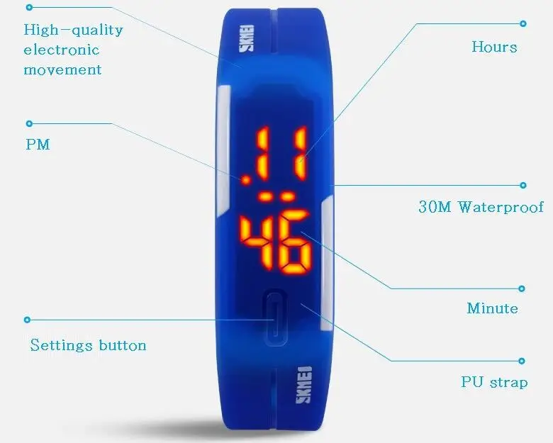 SKMEI Силиконовые Спортивные Часы светодиодный цифровые часы водонепроницаемые Модные наручные часы