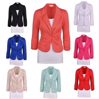 

Newly Women Slim Fit Solid Suit Blazer Jacket Coat Casual Office One Button Outwear Tops m99
