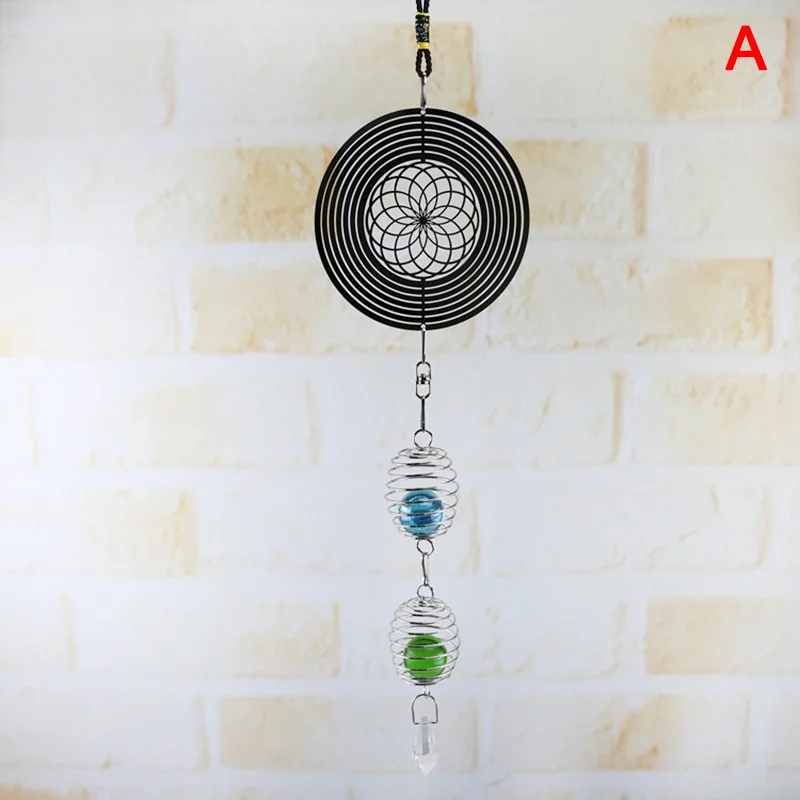 3D Metal colgante Spinner viento Chime con espiral cola bola Centro decoración del hogar LBShipping