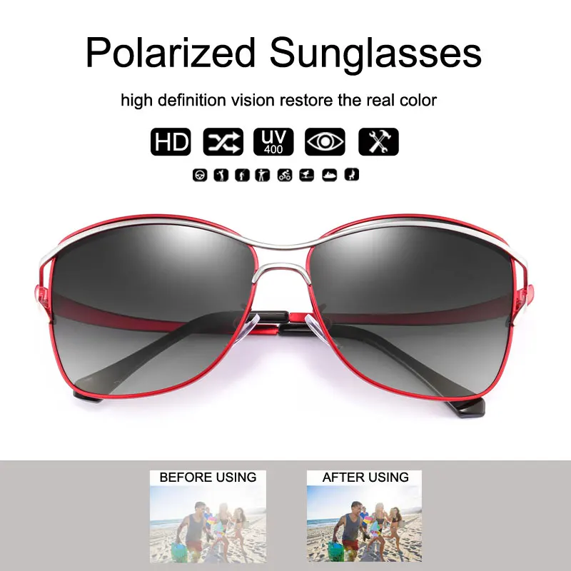 MYMARCH BRAND DESIGN Fashion Sunglasses Women Polarized Vintage Alloy Frame Sun Glasses Classic Brand Designer Shades Oculos