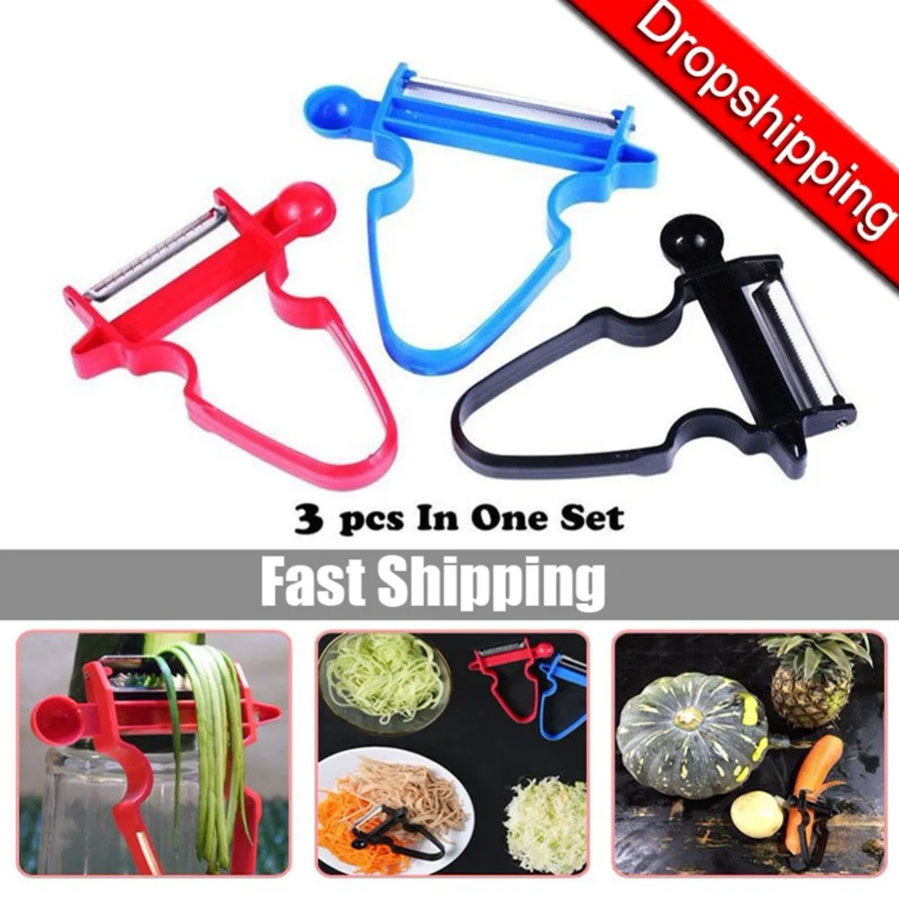 1pc/3 pcs Set Slicer Shredder Peeler Julienne Cutter Multi Peel Stainless Steel Blade Zesters Kitchen Tools Magic Trio | Дом и сад