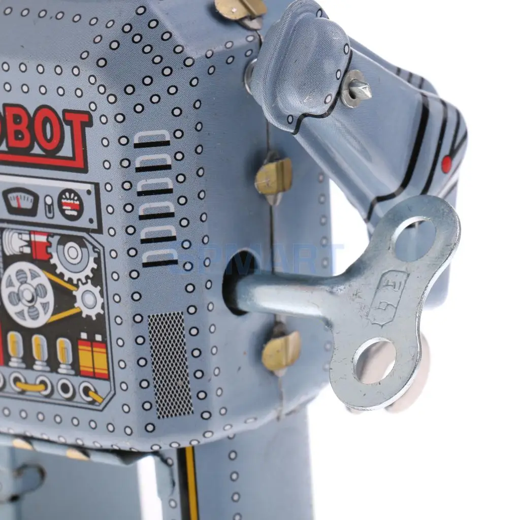 2pcs Vintage Wind Up Clockwork Mechanical Walking Robot Model Tin Toy Collections Kids Adult Gift Home Display Decor