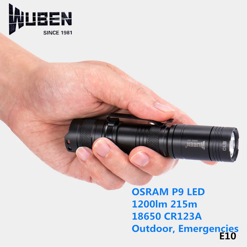 

Wuben E10 1200lm Osram P9 Mini EDC Outdoor Flashlight CR123A 18650 Cold Resistant Emergency Inspection Flashlights Light