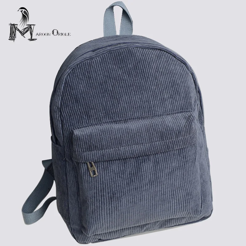 Corduroy backpack brown and grey color fashion women backpack for mac