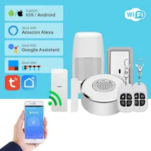 WiFi умный дом система безопасности комплект дверная оконная сигнализация PIR датчик движения приложение уведомление Совместимо с Alexa Google Home IFTTT
