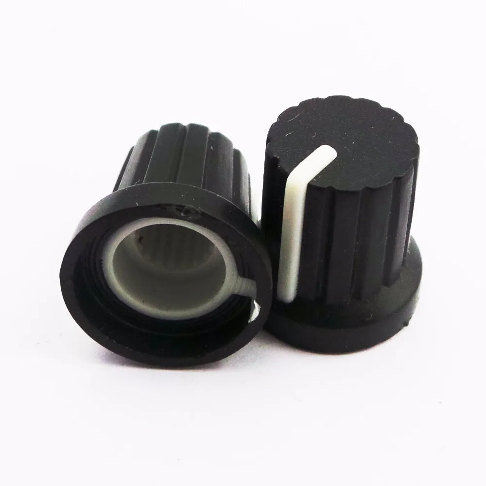

20 Pcs Newest 6mm Shaft Hole Dia Plastic Threaded Knurled Potentiometer Knobs Caps Hot Sale,speaker accessories