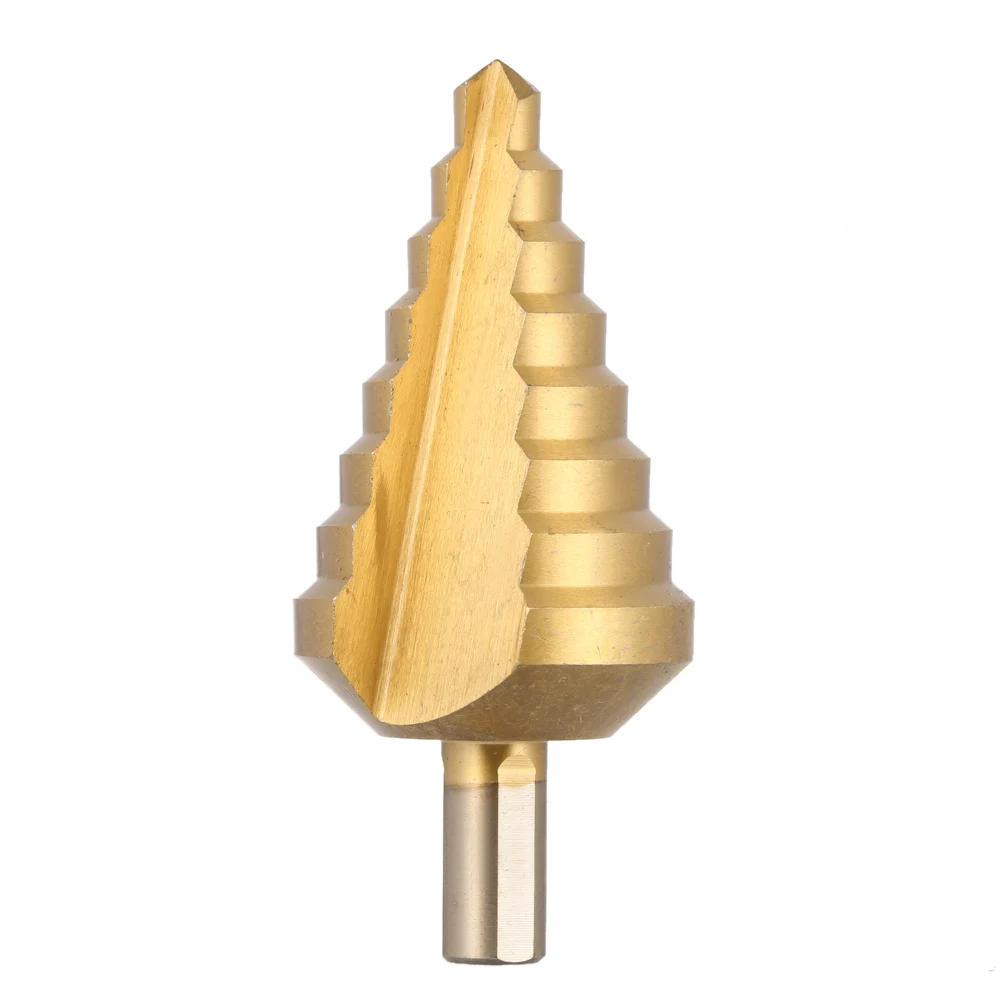 10-45mm drill bits Titanium Plated HSS Straight Flute Step Drill bit metal Pagoda drill bit set Essential Hole Cutting wood tool 10-45mm drill bits Titanium Plated HSS Straight Flute Step Drill bit metal Pagoda drill bit set Essential Hole Cutting wood tool