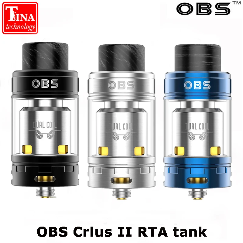 

100% Original OBS Crius II Dual Coil RTA tank Crius 2 Atomizer 4ML Capacity Reload RTA fit for 510 Thread 18650 Battery Box Mod