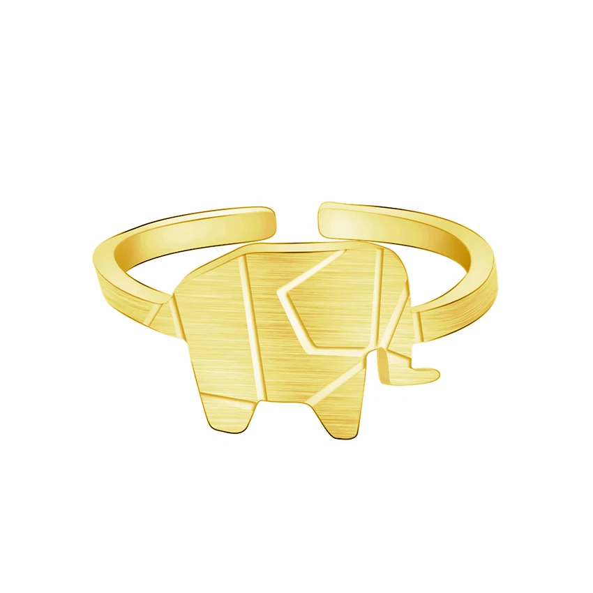 GORGEOUS TALE Fashion Elephant Ring Gold Stainless Steel Adjustable Rings For Wome Jewelry Origami Animal Silver Bague Femme | Украшения и
