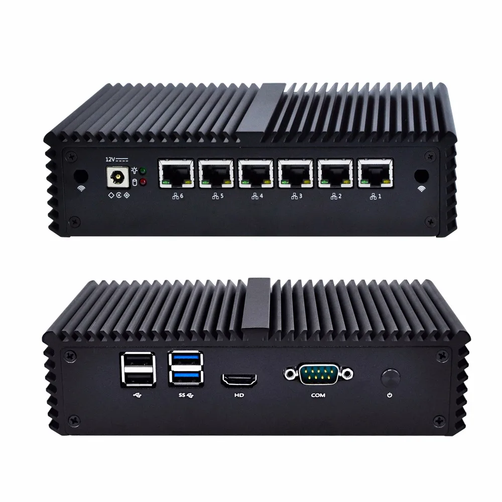 QOTOM мини-ПК с 6 lan I5 6200U, Поддержка AES-NI, PFsense, брандмауэр промышленный домашнего маршрутизатора QOTOM-Q5XXG6