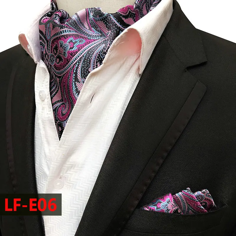 2 шт Мужской Жаккардовый Карманный квадратный Свадебный галстук для смокинга Ascot резкий галстук с узором пейсли в горошек - Цвет: Ties handkerchiefs