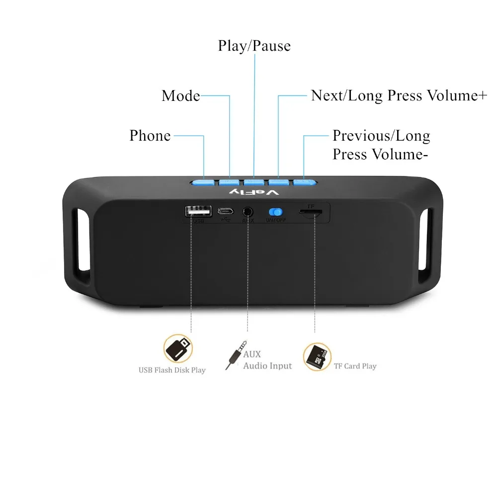 VeFly колонки bluetooth динамик музыка портативный mp3 батарея коробка usb стерео звук автомобиля для компьютера bluetooth динамик бас