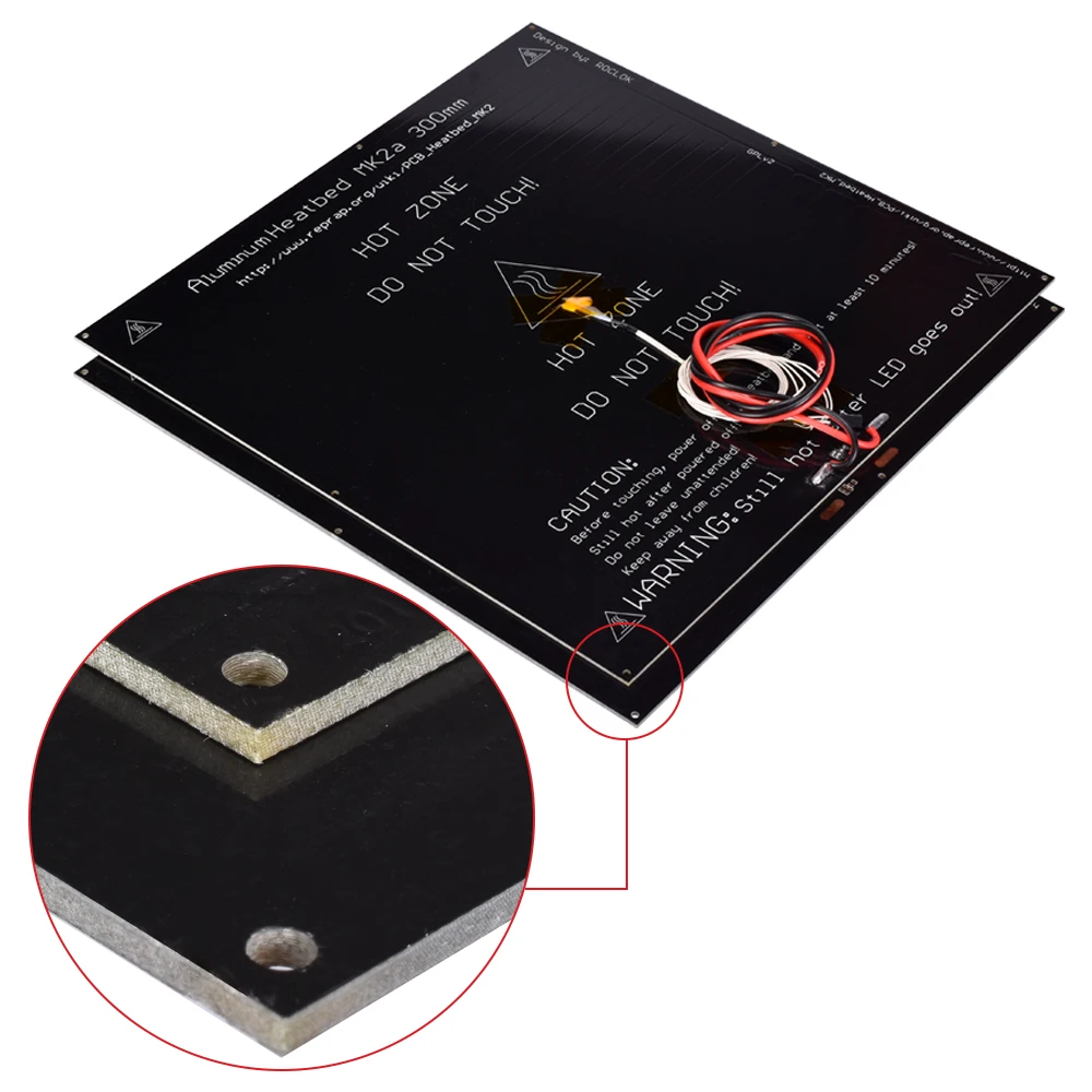 Запчасти для 3D принтера MK2A Heatbed 300*300*2 мм черная печатная плата с подогревом + LED