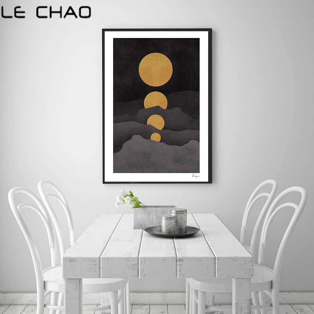LECHAO Moon Rise Холст плакат водостойкие чернила для гостиной натюрморт жизнь домашний