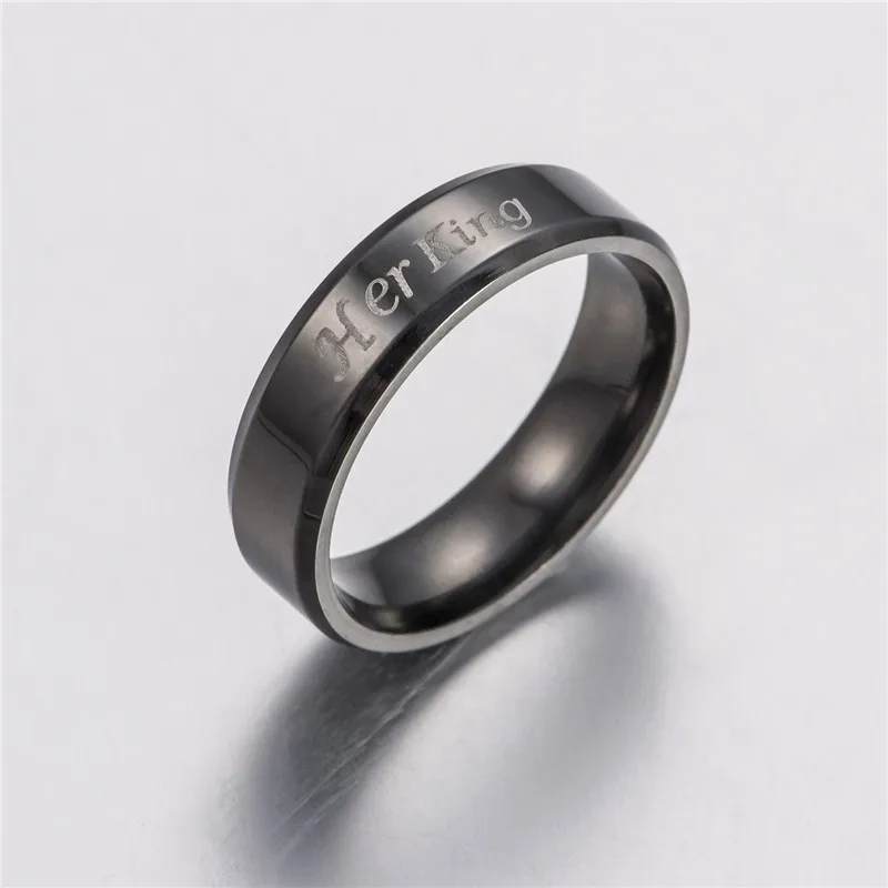 High Grade Stainless Steel Her King and His Queen Wedding Lover Ring for Women Men Couple Jewelry Gift