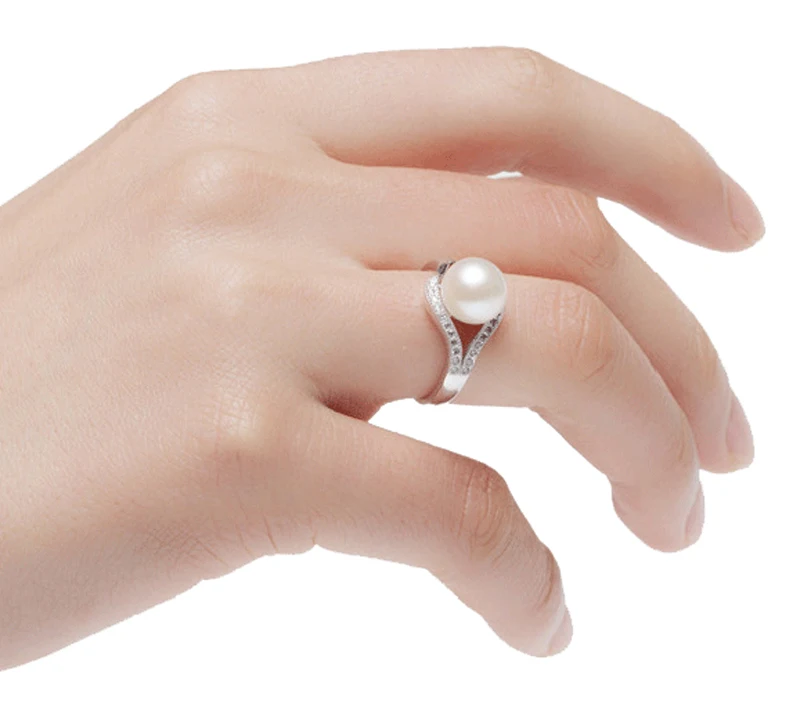 100% Really natural Freshwater black Pearls Jewelry adjustable Wedding Ring For Women