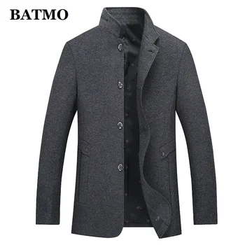 

BATMO 2019 new arrival autumn high quality wool casual trench coat men,men's wool jackets,plus-size M-6XL 1858
